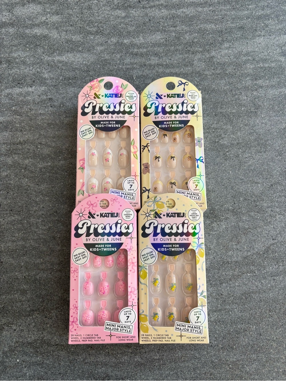 KATE Pressies by Olive & June Kids' Pink and Yellow Press-On Nails